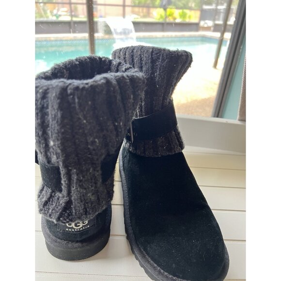 UGG Australia Cambridge Winter Boots Womens Size 5 EUR 36 Black Knit Sheepskin - Picture 12 of 16